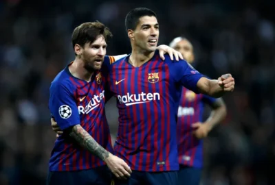 Luis Suarez and Lionel Messi back when the pair were at FC Barcelona
