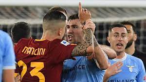 Roma and Lazio player were in fighting spirits during the game.